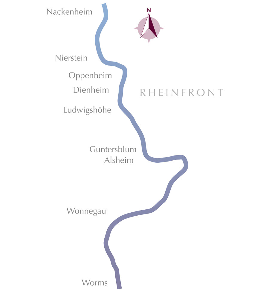 Die Rheinfront in Rheinhessen von Nackenheim bis Worms