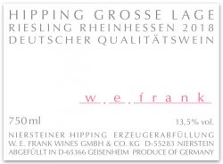 Etikett des Hipping Große Lage Riesling 2018 von W. E. Frank