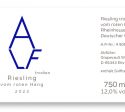 Etikett AlfWein, vom roten Hang Riesling trocken 2022
