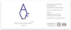 Etikett AlfWein, Rheinhessen Weissburgunder Liter 2023